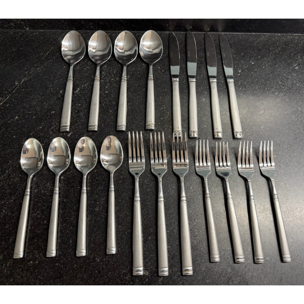 Towle Stephanie 19 Pc Stainless Steel Flatware Set Service for 4 Partial 18/0
